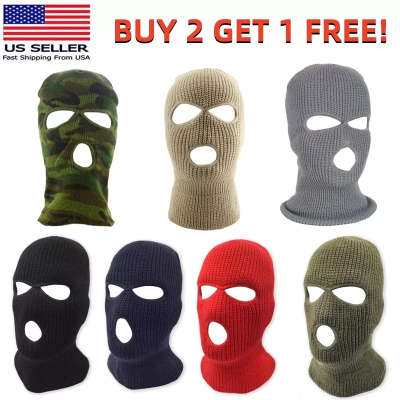3 Holes Full Face Ski Mask Winter Cap Balaclava Outdoor Beanie Tactical Hat