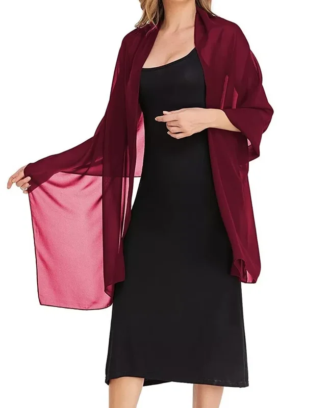 Elegant Chiffon Shawl Scarf Wrap - Bridal Wedding Evening Party Accessory Acrylic