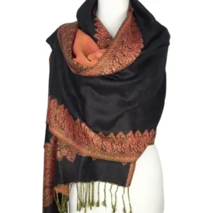 Paisley Pashmina Scarf Shawl Wrap Reversible Border Elegant Colors 22x72 Acrylic