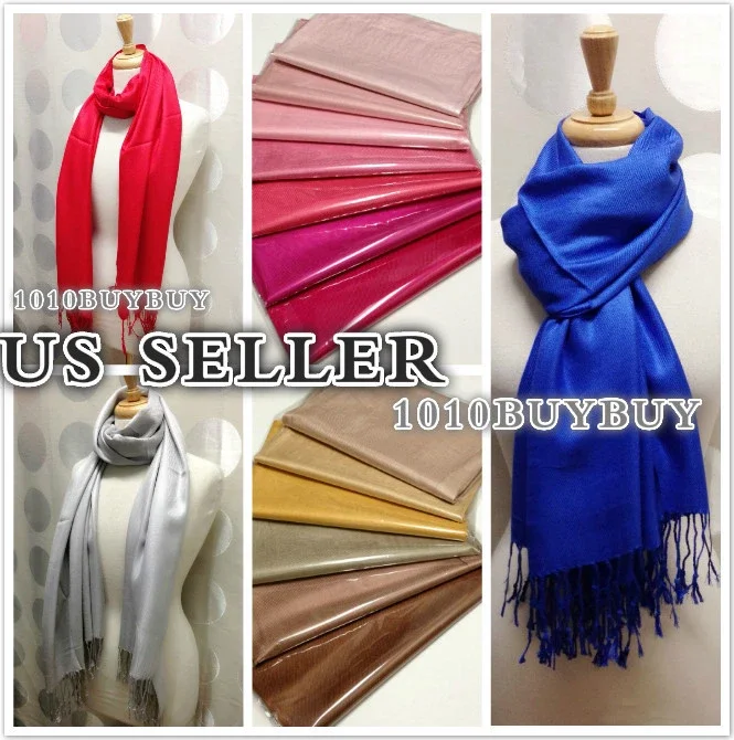 Pashmina Shawl Scarf Wrap Silky Cashmere Feel Solid Color Party Favor