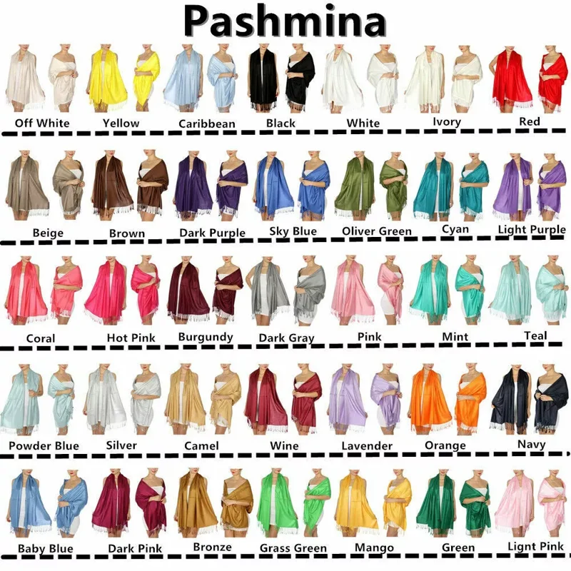 Pashmina Shawl Scarf Wrap Silky Cashmere Feel Solid Color Party Favor