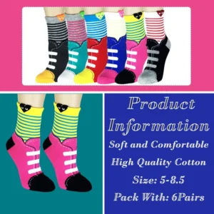 Sneakers Print Crew Socks 6-Pack - Novelty Crew Socks for Kids & Teens - Multicolor Cotton Blend