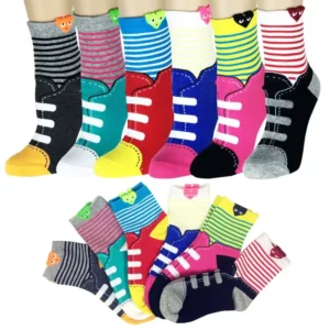 Sneakers Print Crew Socks 6-Pack - Novelty Crew Socks for Kids & Teens - Multicolor Cotton Blend