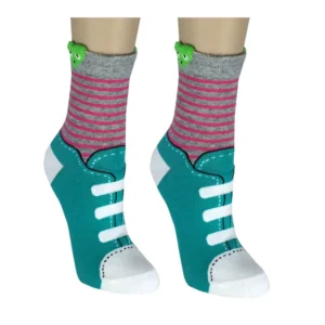 Sneakers Print Crew Socks 6-Pack - Novelty Crew Socks for Kids & Teens - Multicolor Cotton Blend