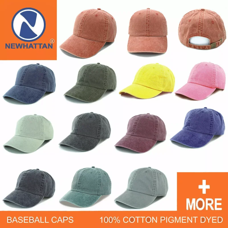 Solid Color Baseball Cap 100% Cotton Pigment Dyed Adjustable Unisex Casual Headwear