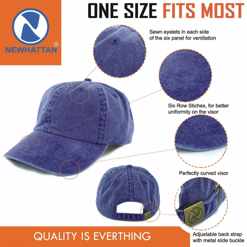 Solid Color Baseball Cap 100% Cotton Pigment Dyed Adjustable Unisex Casual Headwear