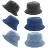 Unisex Denim Bucket Hat Solid Colors Cotton S/M L/XL