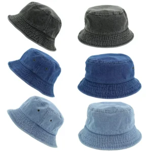 Unisex Denim Bucket Hat Solid Colors Cotton S/M L/XL