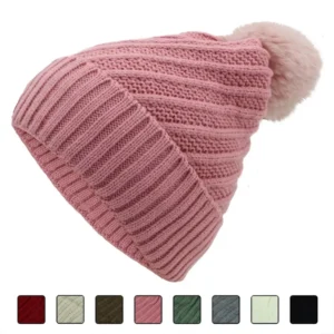 Women's Winter Beanie Hat - Knit Pom Pom Beanie, One Size, Multicolor, Acrylic